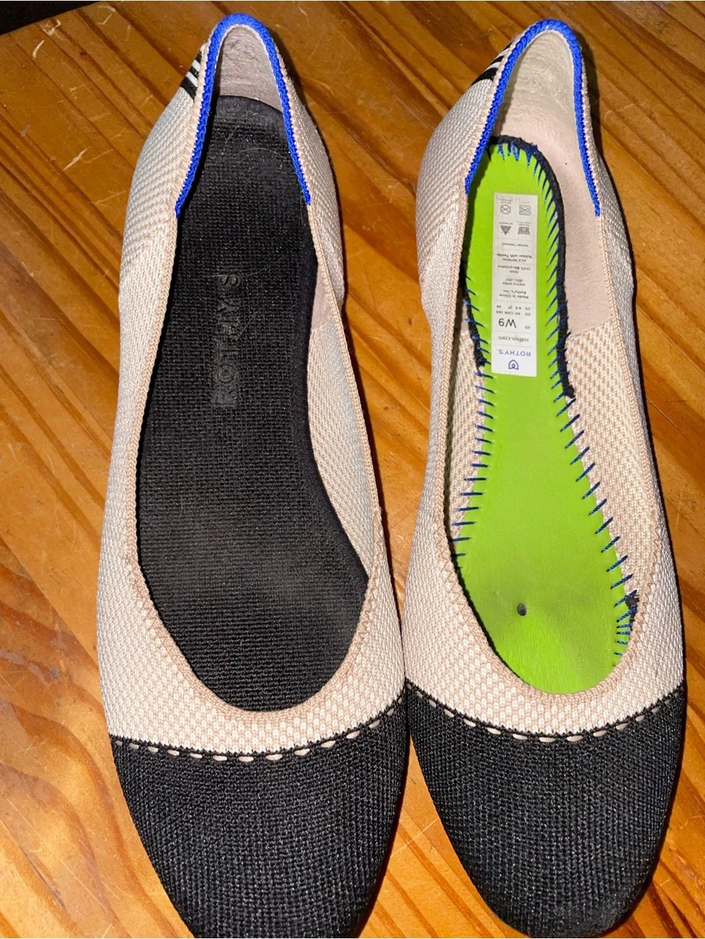 Rothy’s The Square Toe Ballet Flats In Tuxedo Size 9 SEE DESC